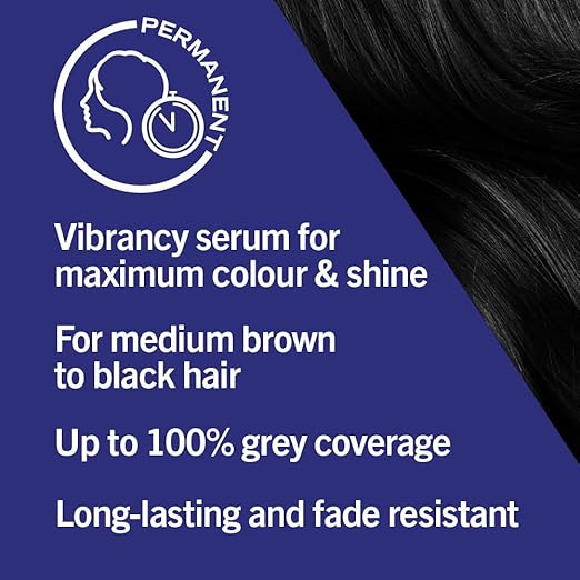 Schwarzkopf LIVE Intense Colour, Long Lasting Permanent Black Hair Dye, With Built-In Vibrancy Serum, Up To 100% Grey Coverage- Deep Black 099