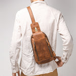 Men's Crazy Horse Leather Sports Crossbody Bag