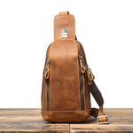 Men's Crazy Horse Leather Sports Crossbody Bag