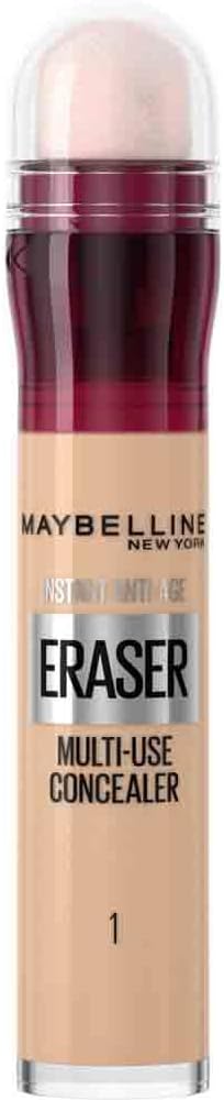 Maybelline Concealer, Instant Anti-Age Eraser Eye Concealer for Face, Dark Circles and Blemish Concealer, Full Coverage, Dermatologist Tested, Suitable for Sensitive Skin, Shade: 01 Light