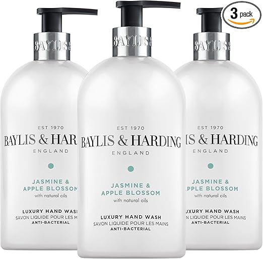 Baylis & Harding Jasmine and Apple Blossom Anti-Bacterial Hand Wash, 500 ml (Pack of 3) - Vegan Friendly