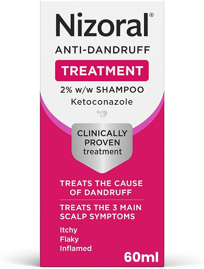 Nizoral Anti-Dandruff Treatment Shampoo, Treats and Prevents Dandruff, Clinically Proven to Control Itchy & Flaky Scalps, Contains Ketoconazole, 1 x 60ml