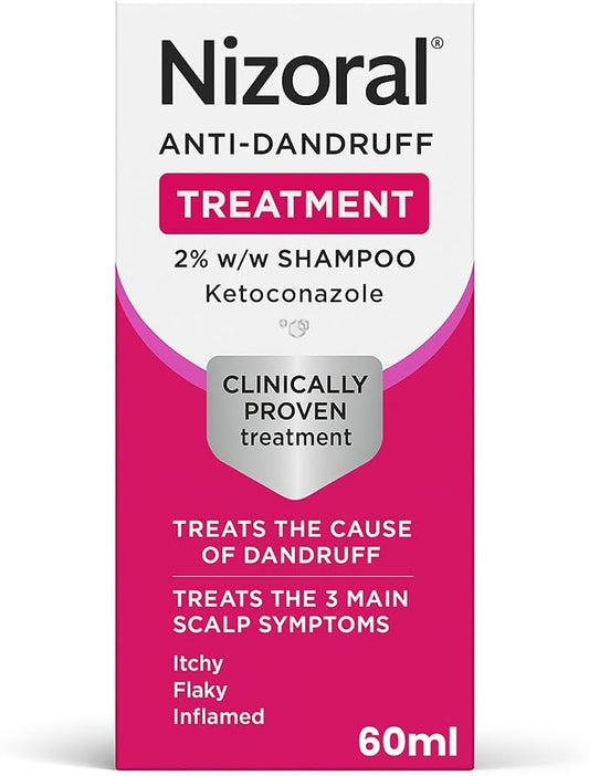 Nizoral Anti-Dandruff Treatment Shampoo, Treats and Prevents Dandruff, Clinically Proven to Control Itchy & Flaky Scalps, Contains Ketoconazole, 1 x 60ml