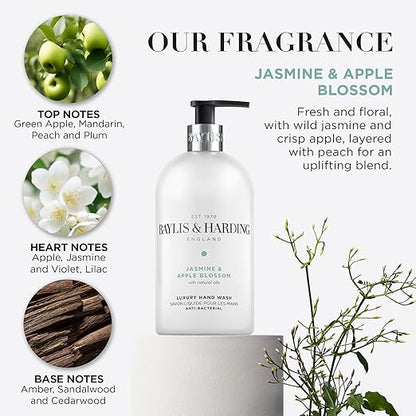 Baylis & Harding Jasmine and Apple Blossom Anti-Bacterial Hand Wash, 500 ml (Pack of 3) - Vegan Friendly