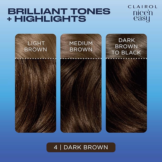 Clairol Nice'n Easy Crème Permanent Hair Dye, 4 Dark Brown, 230g