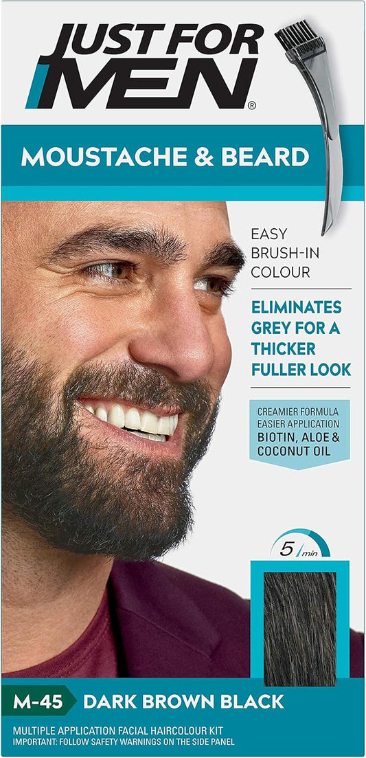 Just for men Moustache & Beard Dark Brown Dye, Eliminates Grey for a Thicker & Fuller Look � M45
